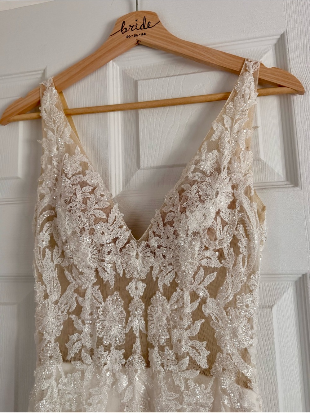 Lillian West 66162 Wedding Dress – Ivory Lace Fit & Flare Bridal Gown Size 4